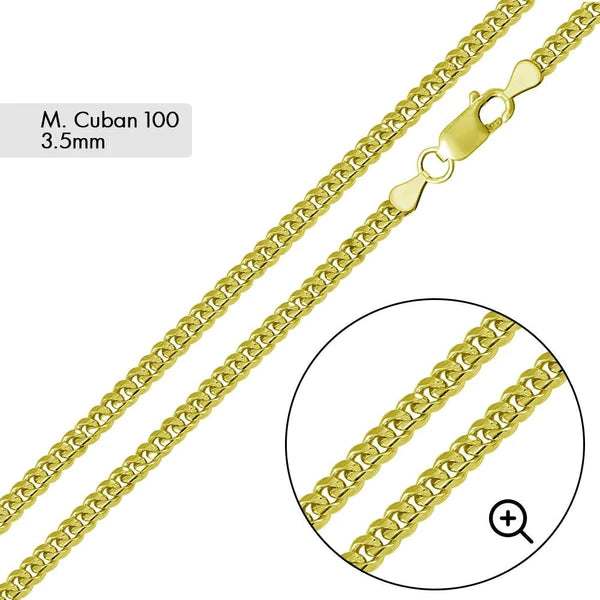 women’s platinum bracelet-Silver 925 Gold Plated Miami Cuban 100 Chain Link