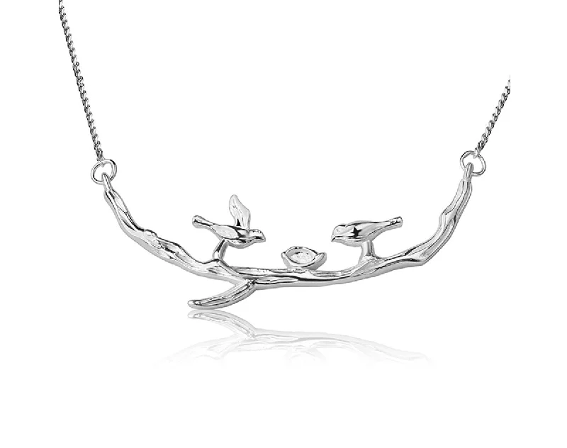 women’s unique pendant necklace-Birds on Branch Necklace II