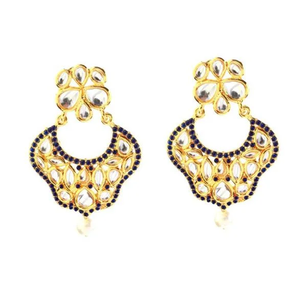 women’s sparkly diamond earrings-The99jewel Kundan Blue Pota Stone Dangler Earrings