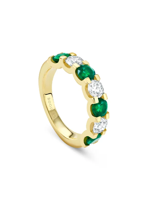 women’s sapphire engagement ring-Classic Evermore Medium Emerald Diamond Yellow Gold Eternity Ring