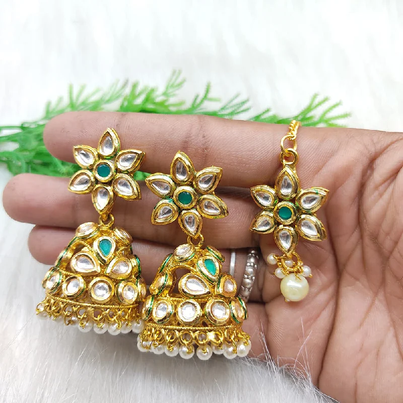 women’s custom-made earrings-Lucentarts Jewellery Gold Plated Kundan Jhumki Earrings