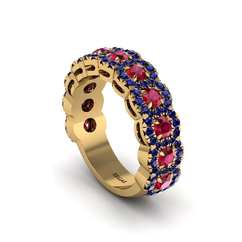 women’s modern vintage engagement rings-Ruby Blossoming Love Halo Wedding Band - Annalise No. 70