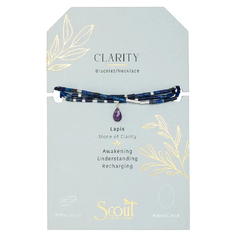 women’s handwoven bracelet-Scout Curated Wears : Teardrop Stone Wrap Lapis/Amethyst/Silver - Stone of Clarity