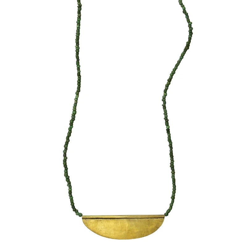 women’s casual necklace-Necklace with Crescent, Green Beads