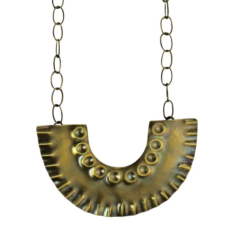 women’s animal-shaped necklace-Obara Necklace, Brass, Crescent