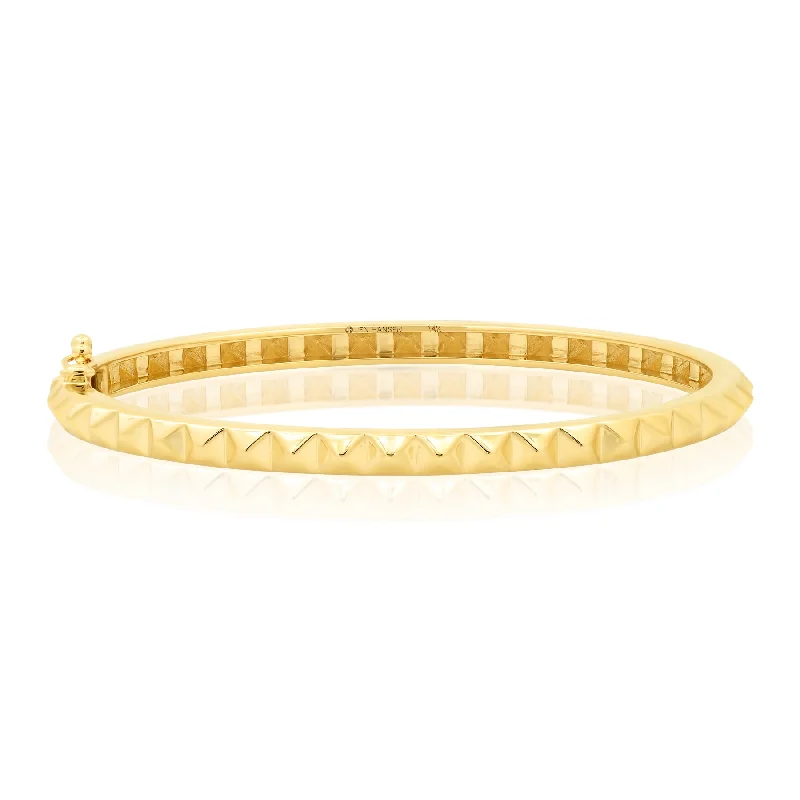 women’s trendy bracelet-STUDDED BANGLE, 14KT GOLD