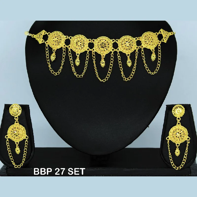 women’s cuff necklace-Mahavir Forming Gold Necklace Set  - BBP SET 27