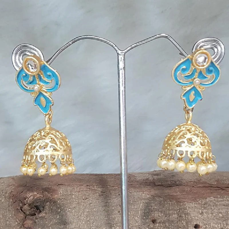 women’s dangling earrings-Shreeji Gold Plated Meenakari Earrings