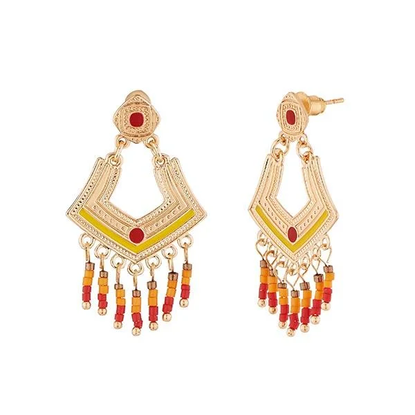 women’s stud earrings-Urthn Meenakari Gold Plated Dangler Earrings - 1312507A