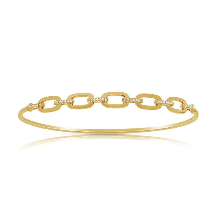 women’s enamel bracelet-Elegant 14K Gold Designer Links Diamond Bangle