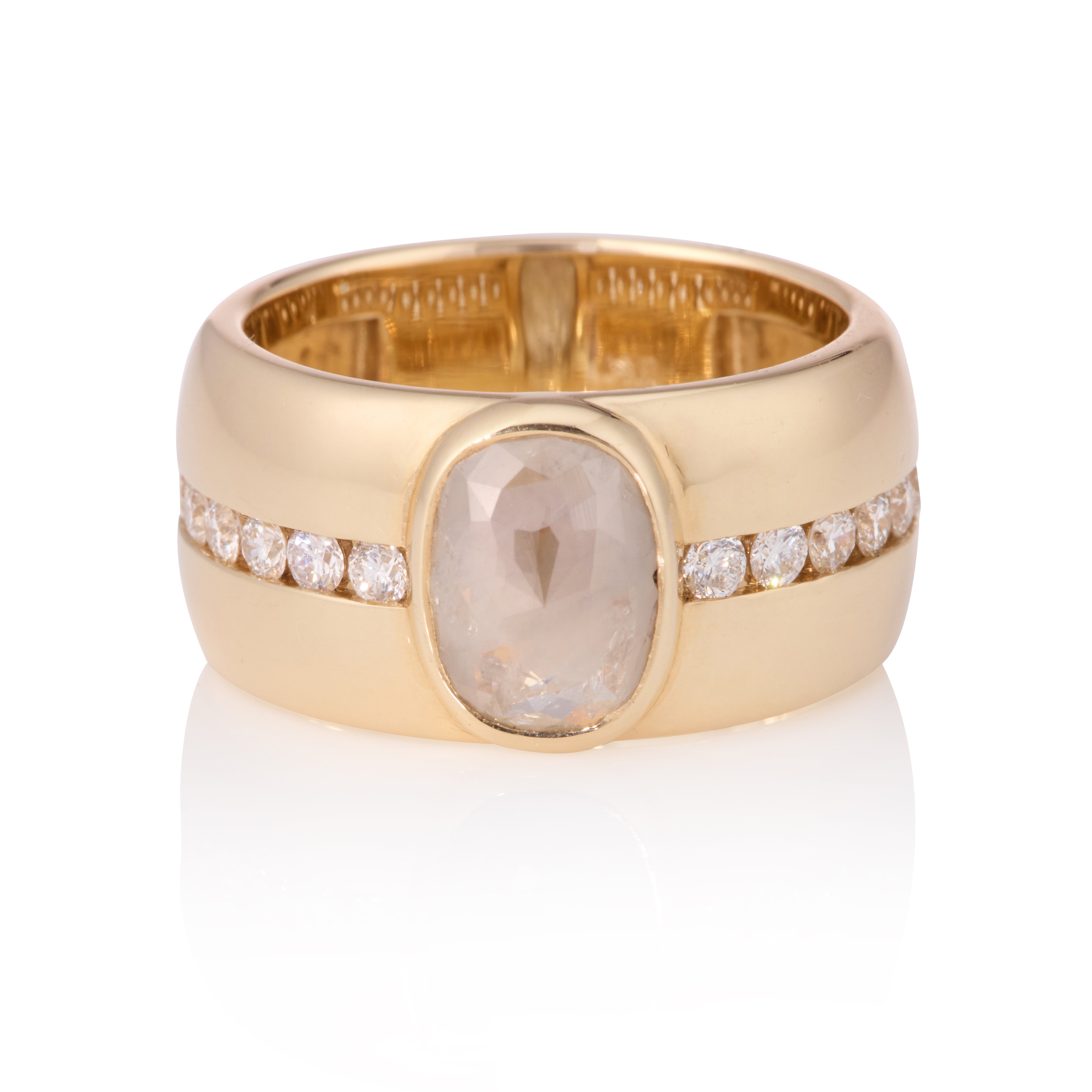 women’s radiant-cut ring-Raw Diamond Cigar Band