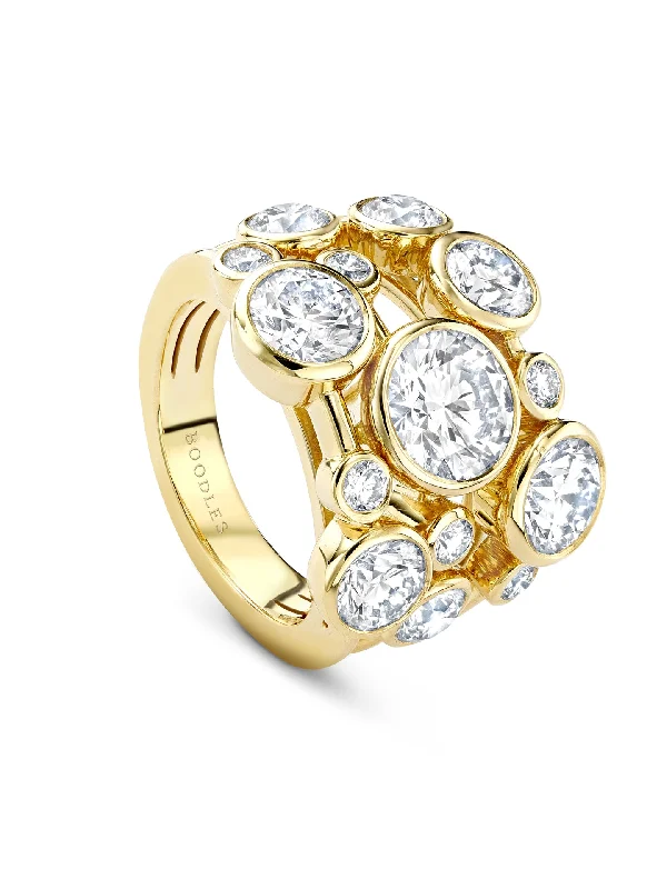 women’s platinum diamond ring-Raindance Yellow Gold Diamond Mega Ring