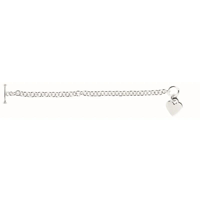 women’s art deco bracelet-Silver Small Heart Toggle