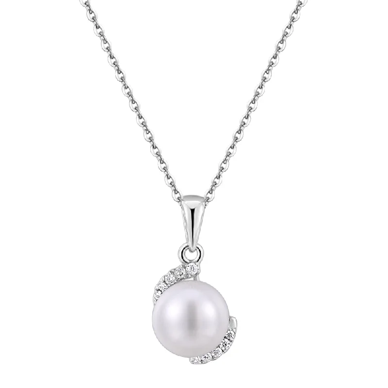 women’s multi-layer necklace-Cultured freshwater pearl necklace in sterling silver