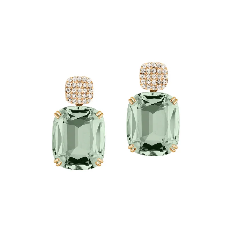 women’s sterling silver earrings-Prisiolite and Diamond Drop Earrings