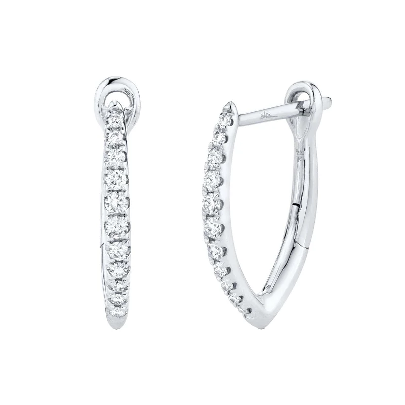 women’s trendy earrings-Marquise Huggie Hoop Earrings with Diamonds