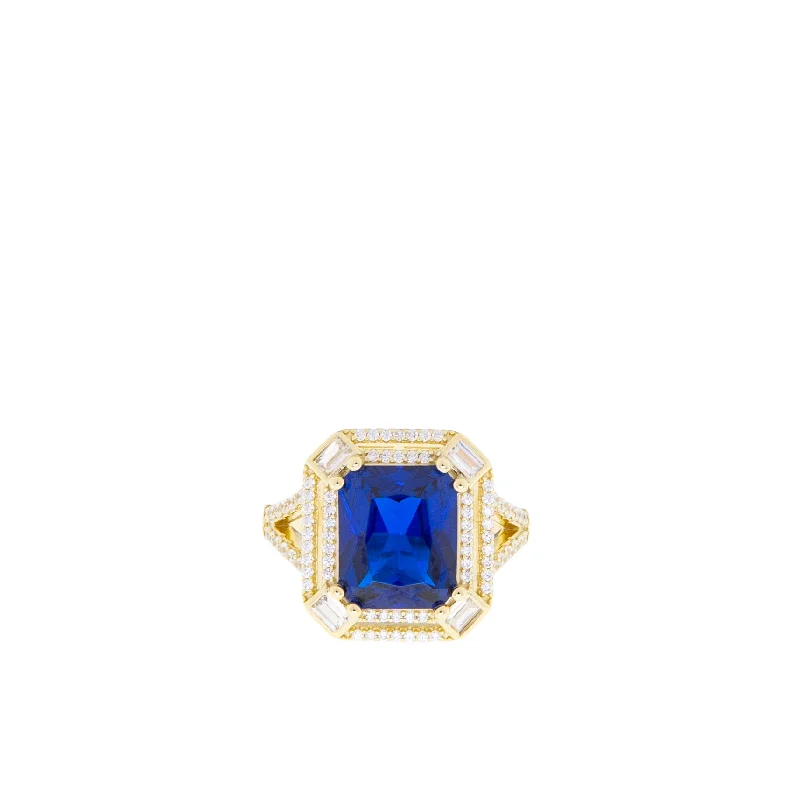 women’s gemstone wedding ring-gold plated emerald cut cocktail ring