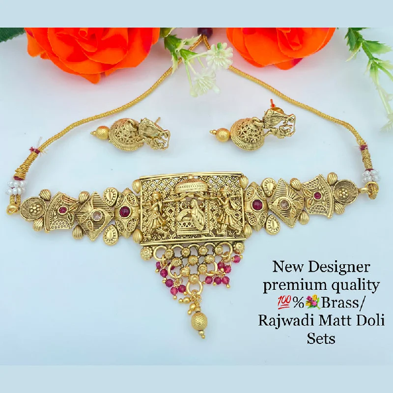 women’s cross necklace-Manisha Jewellery Rajwadi Matte Doli Necklace Set