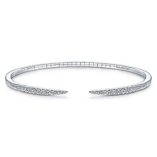 women’s heart-shaped bracelet-14K White Gold Split Diamond Spike Bangle