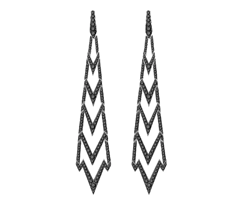 women’s fashion earrings-Black Diamond Lady Stardust Long Earrings