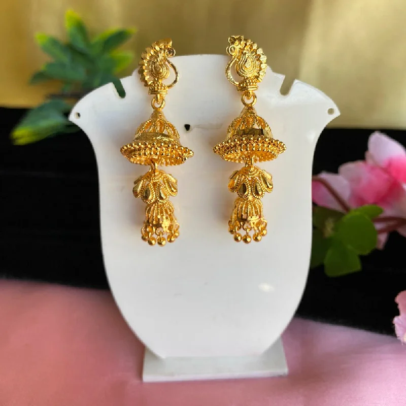 women’s huggie earrings-Mahavir Gold Plated Jhumkis Earrings