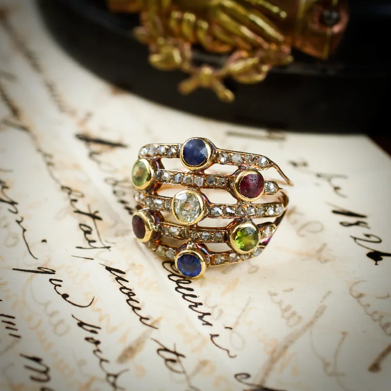 women’s diamond ring-Our New Muse! A Rare Georgian Multi-Gem Harlequin Ring