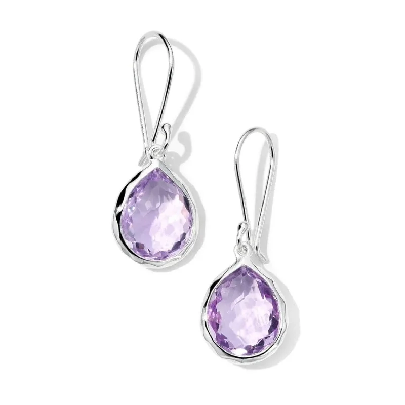 women’s statement hoop earrings-Amethyst Rock Candy Teardrop Earrings, Small