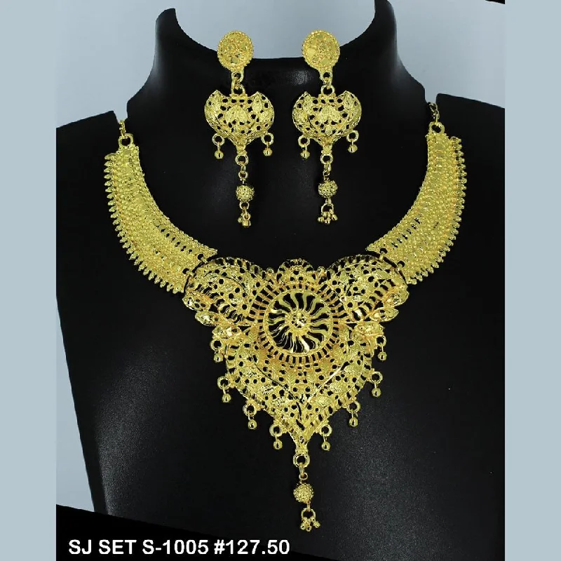 women’s custom-made necklace-Mahavir Forming Gold Necklace Set   - 36- SJ- S-1005