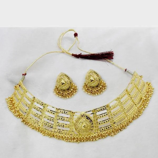 women’s cuff necklace-Utkrishtt Forming Gold Plated Copper Necklace Set - 1107850