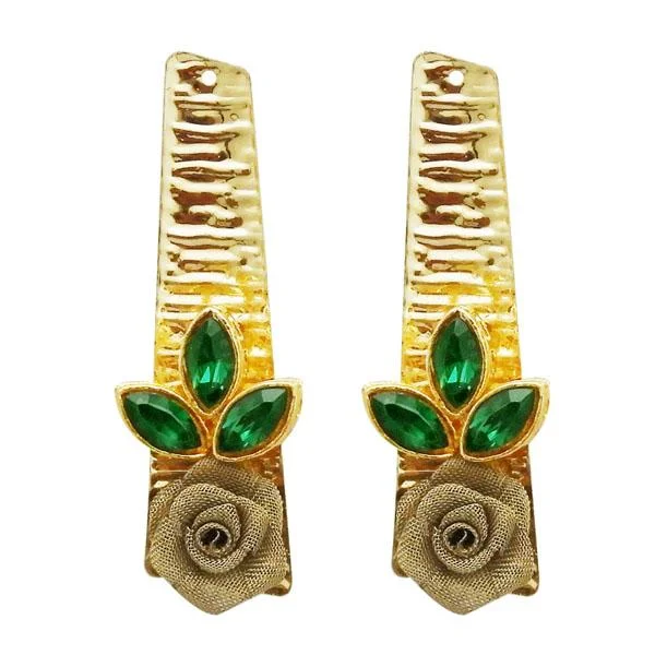 women’s bridal earrings-Kriaa Gold Plated Green Resin Stone Floral Dangler Earrings - 1311407H