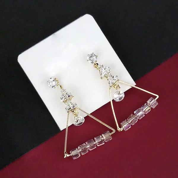 women’s sterling silver earrings-Urthn Crystal Stone Gold Plated Dangler Earrings  - 1315831D