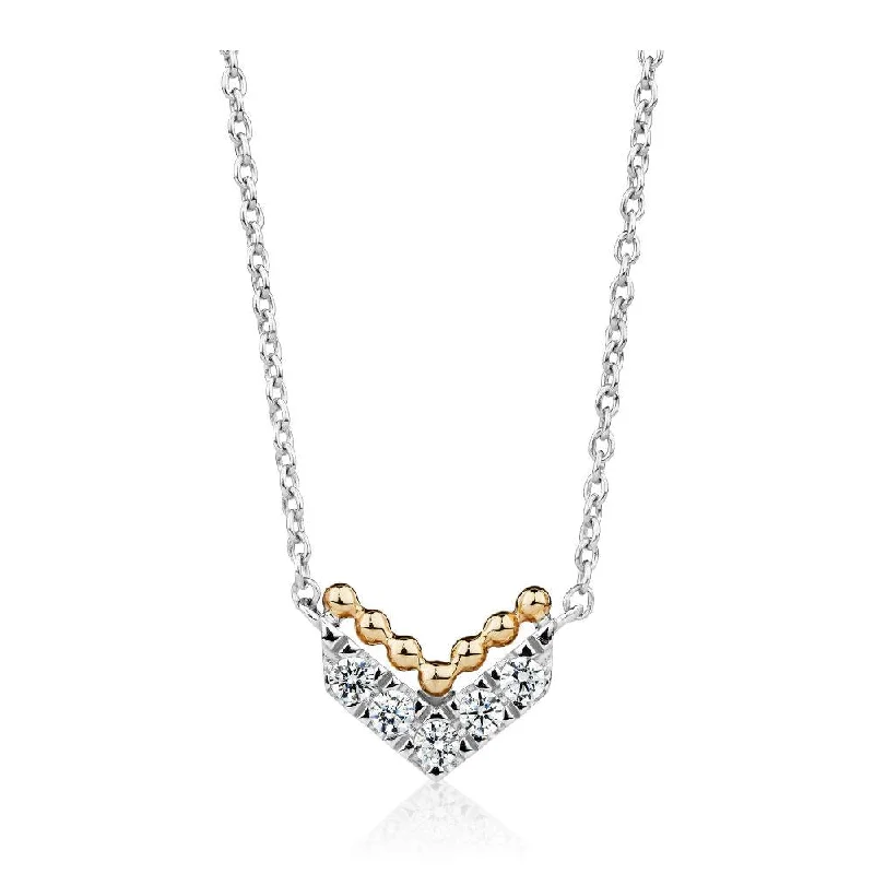 women’s engagement necklace-Necklace in 10 carat yellow gold and sterling silver