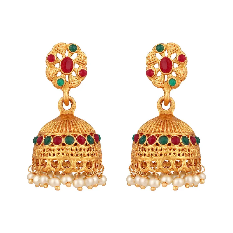 women’s timeless earrings-Shrishti Fashion Dazzling Gold Plated Jhumki Earring For Women