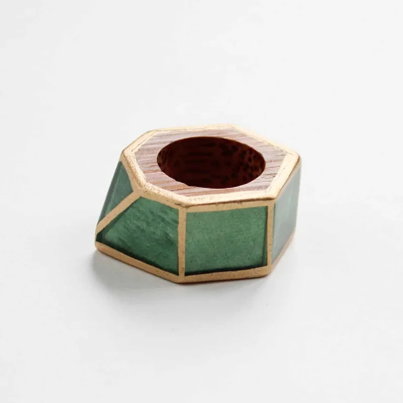 women’s wedding ring-Green and Gold Geometric Ring by Sylca