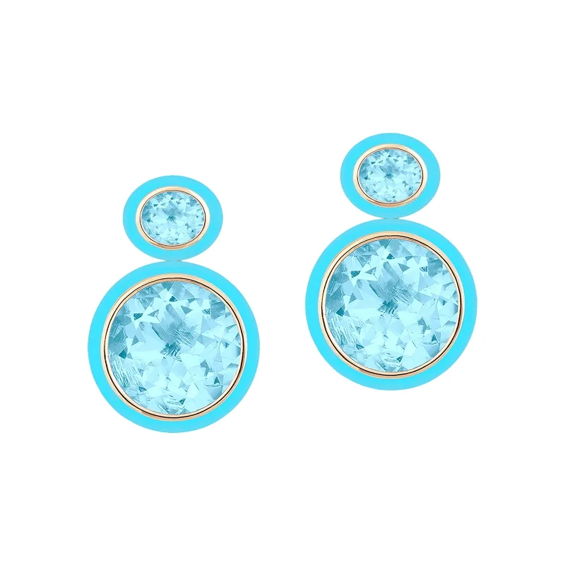 women’s halo earrings-Blue Topaz and Turquoise Drop Earrings