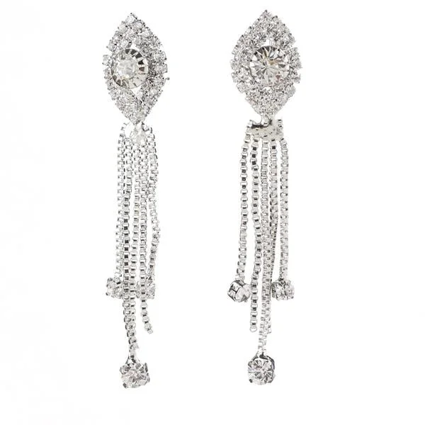 women’s geometric earrings-Eugenia Austrian Stone Rhodium Plated Dangler Earrings