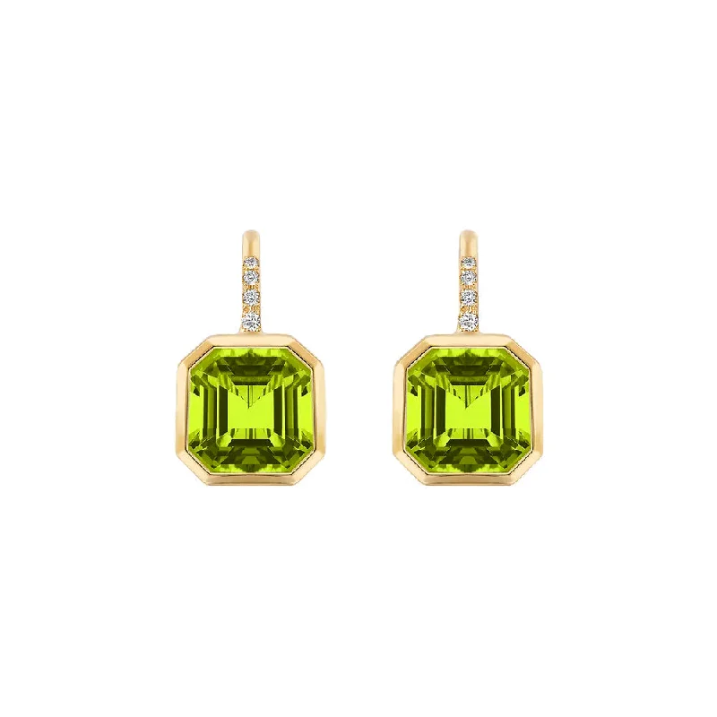 women’s custom-made earrings-Peridot Earrings with Diamonds