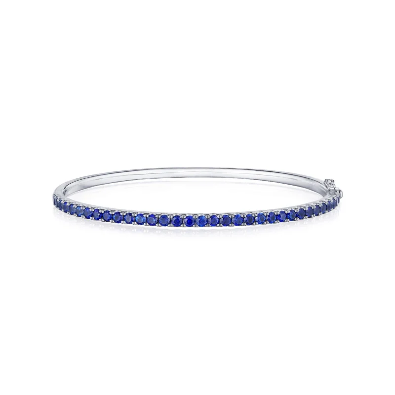 women’s floral bracelet-Stackable Bangle with Sapphires