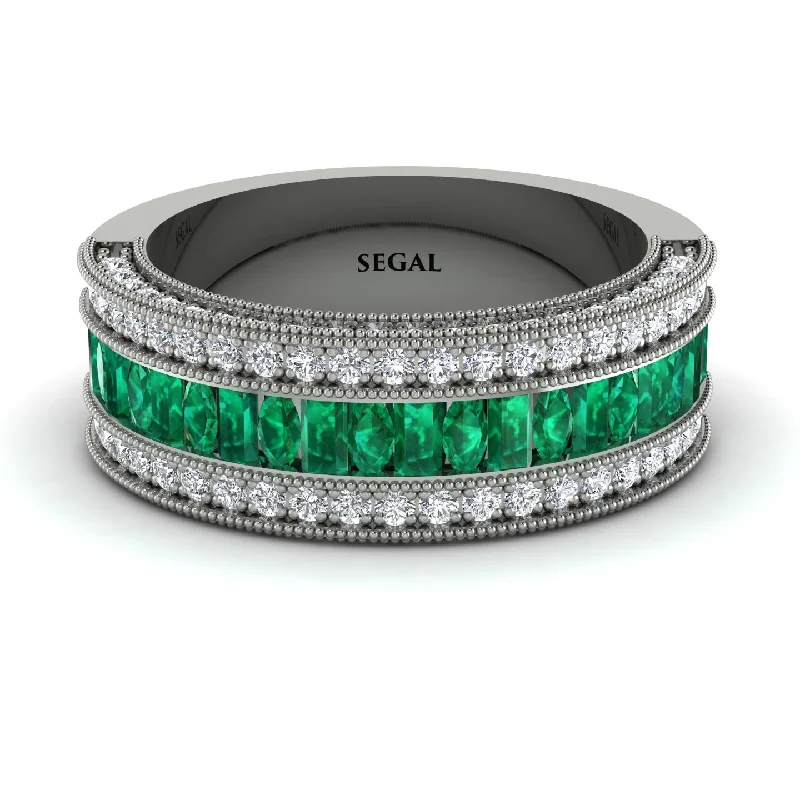 women’s vintage diamond engagement rings-Emerald 14K Gold Pave Wedding Band - Mikayla No. 6