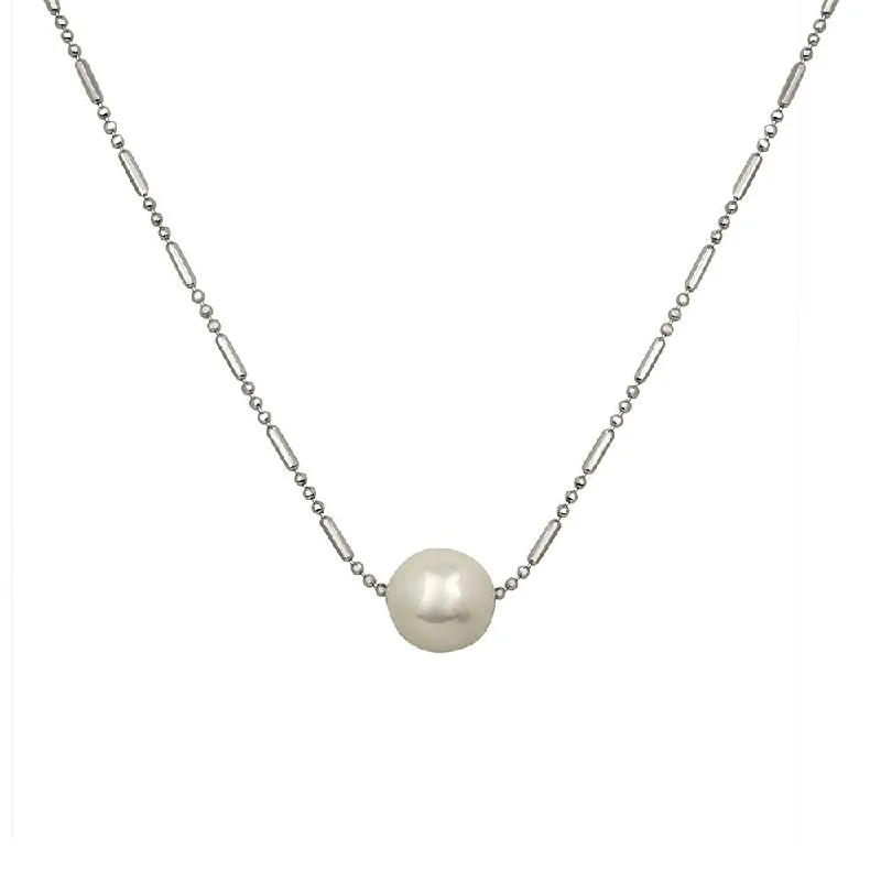 women’s circle pendant necklace-Mahi Artificial Pearl Moon Necklace for Women and Girls (PS1101736R)