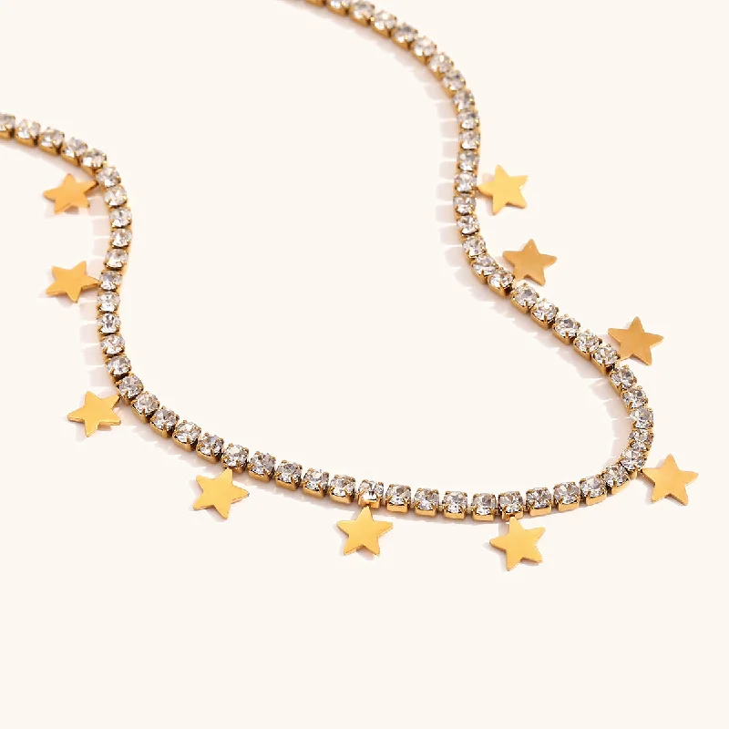 women’s princess-cut necklace-Star Necklace