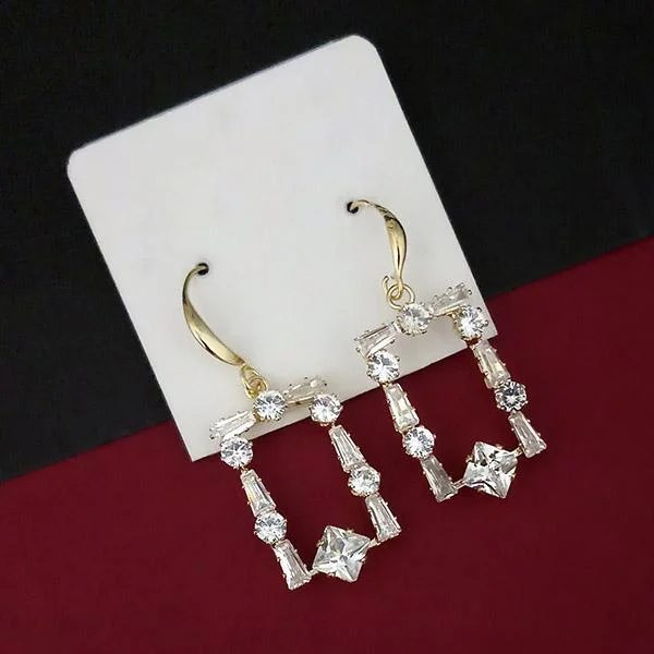 women’s crystal earrings-Urthn AD Stone Gold Plated Dangler Earrings - 1315844A