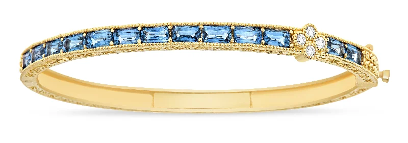 women’s heart-shaped bracelet-1 Cluster Ceylon Sapphire & Diamond Bangle