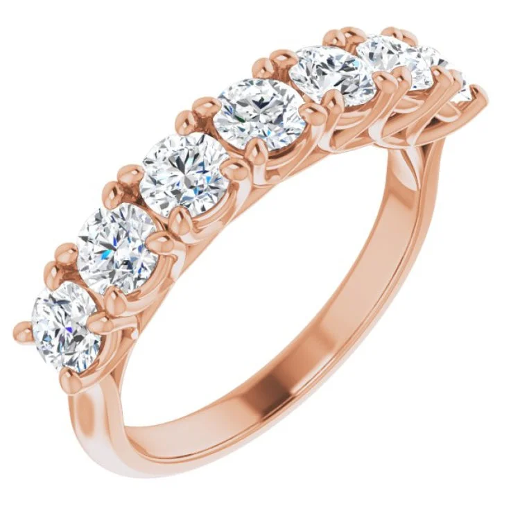 women’s unique ring-14K Rose 1 1/3 CTW Natural Diamond Seven-Stone Anniversary Band