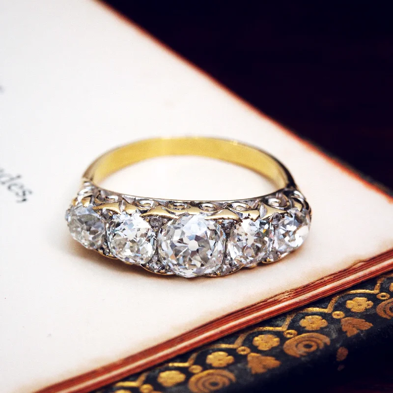 women’s classic solitaire ring-Behold her Majesty! Late Victorian 4ct Diamond Half Hoop Ring