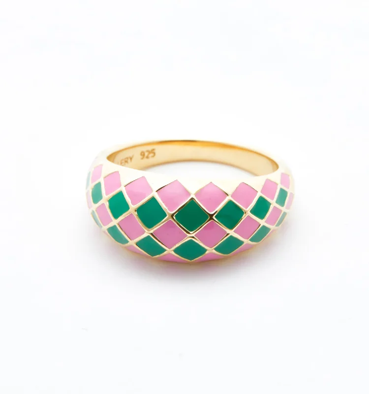 women’s diamond-encrusted ring-Watermelon Checker Ring