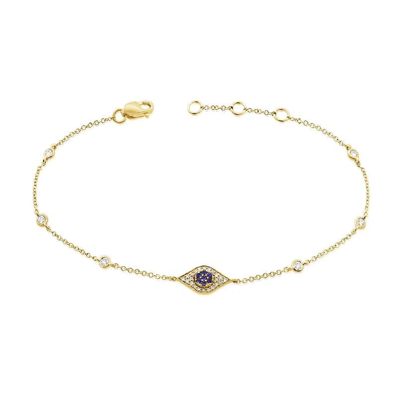 women’s oval-shaped bracelet-Evil Eye Chain with Sapphires & Diamonds