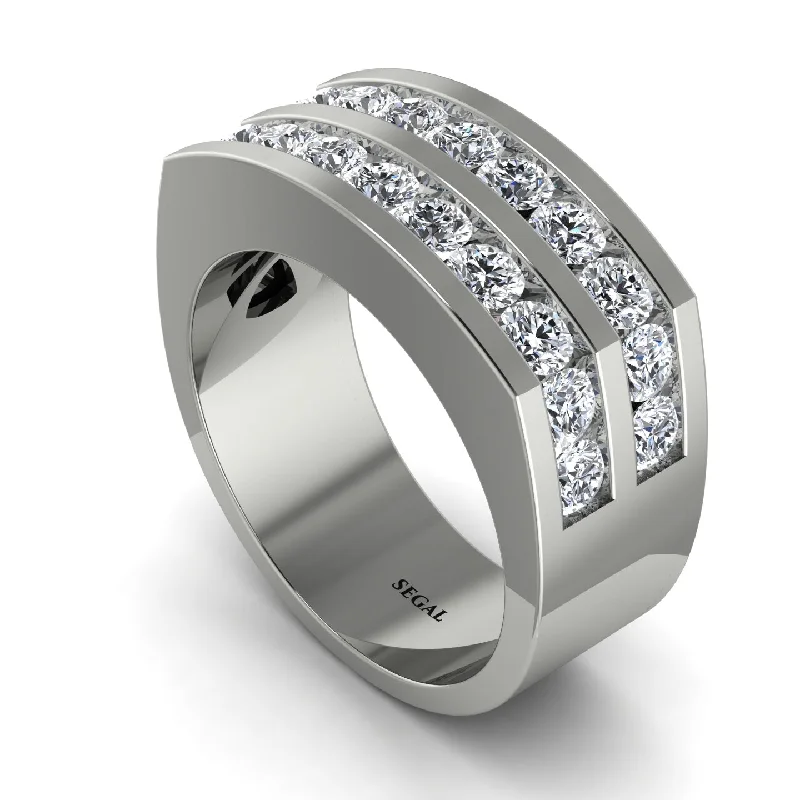 women’s unique engagement rings-Diamond Double Row Wedding Band - Kai No. 3