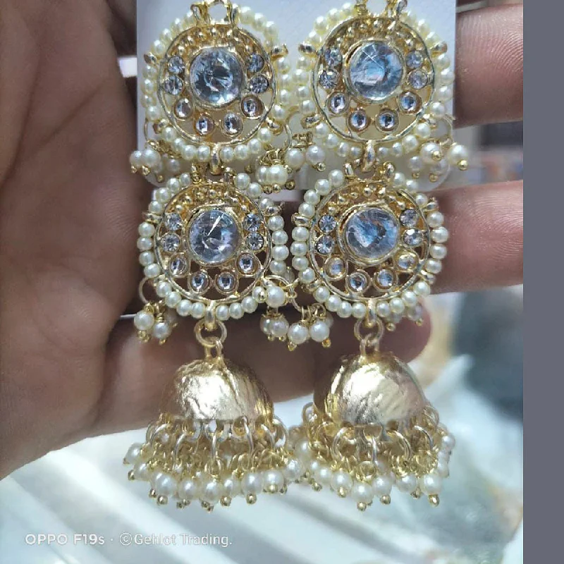 women’s opal earrings-Manisha Jewellery Kundan Stone  Jhumkis Earrings