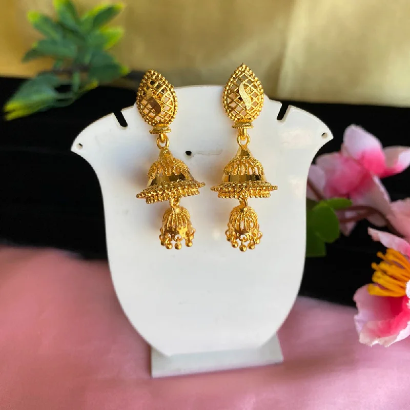 women’s vintage earrings-Mahavir Gold Plated Jhumkis Earrings